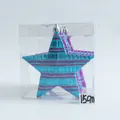 Blue and pink striped 15cm Christmas star ornament with glitter finish in packaging - Blue Pink Glitter Star (6pcs/15cm)