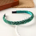 Exquisite handmade emerald green crystal headband with four rows of beaded luxury gems - Green