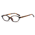 Oval retro sunglasses with trendy leopard print frames and polished finish - Hawksbill Anti-Blue Light
