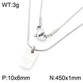 Zilveren slangenketting met rechthoekige letter V hanger inclusief afmetingen - Zilveren Letter V (KN293422-Z)