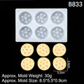 6-cavity round cookie silicone mold for chocolate making, 8.5x5.5x0.9cm size - 7# Biscuit Shape (B833) / Clear