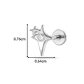 Star-shaped titanium stud earring with zircon and 0.76cm by 0.64cm dimension details - Star Style (T2552-4#) / Silver