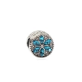 Silver alloy charm bead with blue and white crystals in a floral pattern for DIY bracelets - Sky Blue