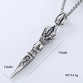 Vintage steel vajra scepter pendant with box chain, 71mm length and 14.5g weight - Vajra Shape Pendant