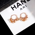 Minimalist rose gold hoop earrings featuring polished round charms and smooth finish - Rose Gold Disc Charm Hoop