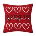 Coussin de Saint Valentin rouge en lin avec motifs coeurs et texte i love you - Style 3-Rouge Cœurs de Ligne (I love you)