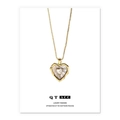 Minimalistische 18K vergulde messing ketting met hartvormige schelphanger en zirkoon - Hart Schelp Hanger Ketting