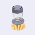 Brosse de cuisine grise avec distributeur de savon et poils jaunes pour vaisselle - Brosse à Casserole avec Distributeur de Savon - Poils Jaunes