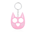 Pink cat-shaped self-defense keychain with pointed ears and double finger holes - Justice Cat Pink (K00636-10)
