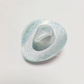 Mini cappello da cowboy argento glitterato con finitura olografica per feste e bambole - Blu Acqua Stellato