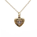 Gold heart pendant necklace with micro-p鑲ed zircon and star engraving on white backdrop - Micro Pave Large Heart Zirconia