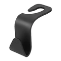 Single black S-shaped metal car seat back hook for bags and clothes on white background - Plain Style