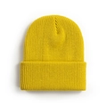 Bright yellow rib-knit beanie with a wide folded cuff for men and women - One Size / Yellow