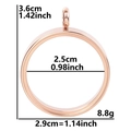 Detailed size measurement chart of rose gold stainless steel round locket pendant - Inner Diameter 25mm - Cavity Thickness 3.5mm / Rose Gold