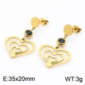Orecchini a cuore dorati con pietre preziose blu e design a pendente multistrato - Stile Gemma Blu a Cuore Multistrato (KE111082-MW)