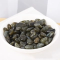 Polished natural labradorite irregular tumbled stone chips in a ceramic bowl - Labradorite / 5-7mm 100g