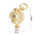 Detailed view of a gold globe pendant showing dimensions 13.8mm by 9.3mm and weight 1.6g - Gold Globe