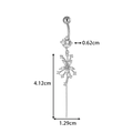 Piercing de nombril en acier argenté avec papillon en zircone et mesures précises - Style Longue Pendante Flocon de Neige (2609-3#) / Argent