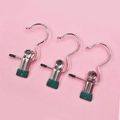 Multipurpose stainless steel hook clips with dark green non-slip coating 3-piece set - Set of 3 / Dark Green