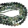 Polished green natural agate beads in various sizes for DIY jewelry making - Moss Agate / 4mm Approx 93pcs