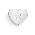 Silver heart-shaped stainless steel bead charm with engraved letter R for jewelry making - Letter R (Silver)