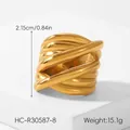 18k gold plated chunky multi-layer wrap ring made of durable stainless steel - US 8 / Multi-layer Wrapped Style (HC-R30587-8)