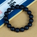 Bracelet de perles bouddhistes en bois de santal noir mat pour hommes et femmes - Perles Rondes 12mm * 17Pcs Style Simple