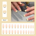 Details van R527 gele French press-on nagels in lange kistvorm set van 24st - Eenvoudige Franse Stijl (R527)