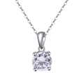 Elegant 925 sterling silver snake chain necklace with a round sparkling zircon pendant - Lavender