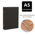 A5 size 6-ring binder notebook with black kraft paper cover and silver metal mechanism - A5 Black Kraft Paper Shell (6-Hole)