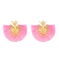Böhmische rosa Fächer-Quastenohrringe mit goldenen Akzenten und Vintage-Mustern - KC Gold Rosa (2616)