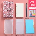 Pink A6 Maneki Neko budget binder set with cloth cover and diverse organization pockets - A6 Size/100 Sheets / Pink Tie-up Set