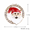 Christmas Santa Claus brooch with gold alloy base red enamel and white rhinestones - xz4891 Santa Claus Head