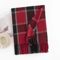 Classic red black and white plaid scarf with fringe, soft cashmere-like texture - Red and Black Plaid / 70*190CM