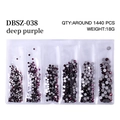 Flatback deep purple glass rhinestones for nail art, 1440 piece set in sorted sizes - Mixed Sizes SS4-SS16 Around 1440 Pieces / Dark Purple