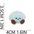 Tableau de taille pour mini écusson de football brodé bleu de 3,5x4cm sur fond blanc - Rugby Bleu Clair (1号)