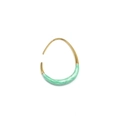French style gold earring with light green marble enamel in geometric oval design - 39*29mm / Half Wrap Style / Green