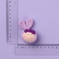 Handmade crochet bunny head accessory in purple yarn with measuring scale shown - MENGSI Purple Rabbit Dumpling