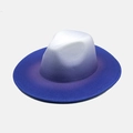 Wide brim wool jazz fedora hat with a stylish white to blue gradient finish for women - Gradient Purple Blue