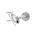 Silver G23 Titanium labret stud with marquise-cut leaf top, 0.53cm length - Marquise Faceted Design (T2546-6# Silver)