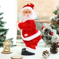 Detail of Santa Claus musical doll belly showing the PRESS ON/OFF button instruction - Twisting Hip Santa Thumbs Up