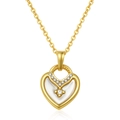 Détail du pendentif cœur doré avec nacre blanche et cristaux scintillants - Style Coeur Nacre Et Diamant (No.4)
