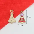 Macro view of Christmas tree alloy charm with red rhinestones and 1.7cm size detail - Purple Star Red Tree