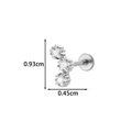 Silver stainless steel labret stud with three star-shaped cubic zirconia stones - Silver Triple Stars (2622-5# Silver)