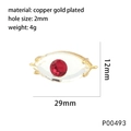 Dettagli del ciondolo malocchio placcato oro con pietra rossa e dimensioni - Rosso