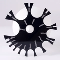 Black acrylic body piercing caliper tool with precise millimeter gauge measurements - Acrylic Scale Disk
