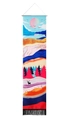 Bohemian moon eclipse wall tapestry featuring colorful mountain and deer scenery with tassels - Hill 1