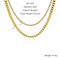 Golden double layered stainless steel Cuban chain necklace with 18K gold plating finish - Gold Double Layer Cuban Chain Style (ZYG1057)