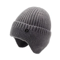 Berretto in maglia grigio scuro con paraorecchie e dettaglio logo invernale - Taglia unica / grigio scuro