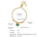 Gold plated titanium steel heart bracelet with green striped acrylic and crystal detail - Gold Green Striped Bracelet (E464)